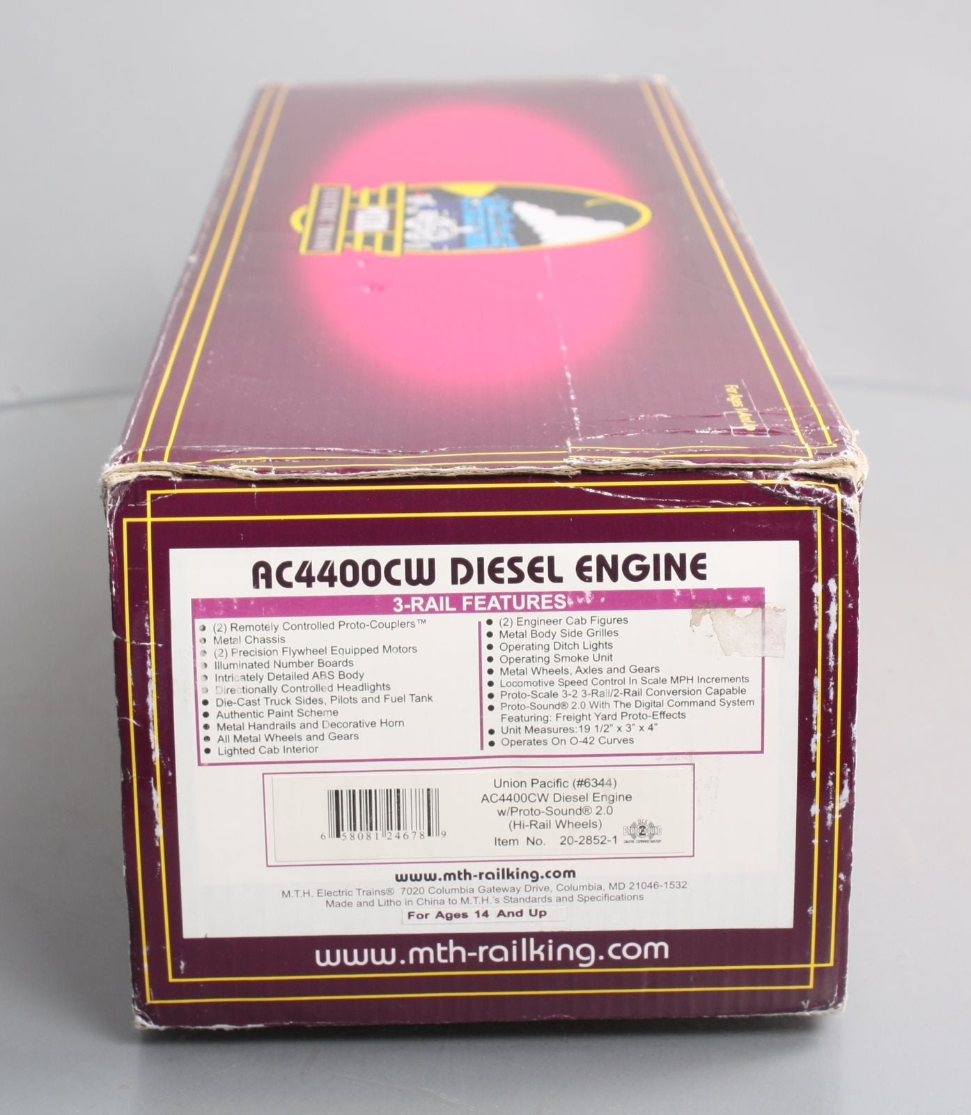 MTH 20-2852-1 O Gauge Union Pacific AC4400cw Diesel Engine w/PS 2.0 #6344
