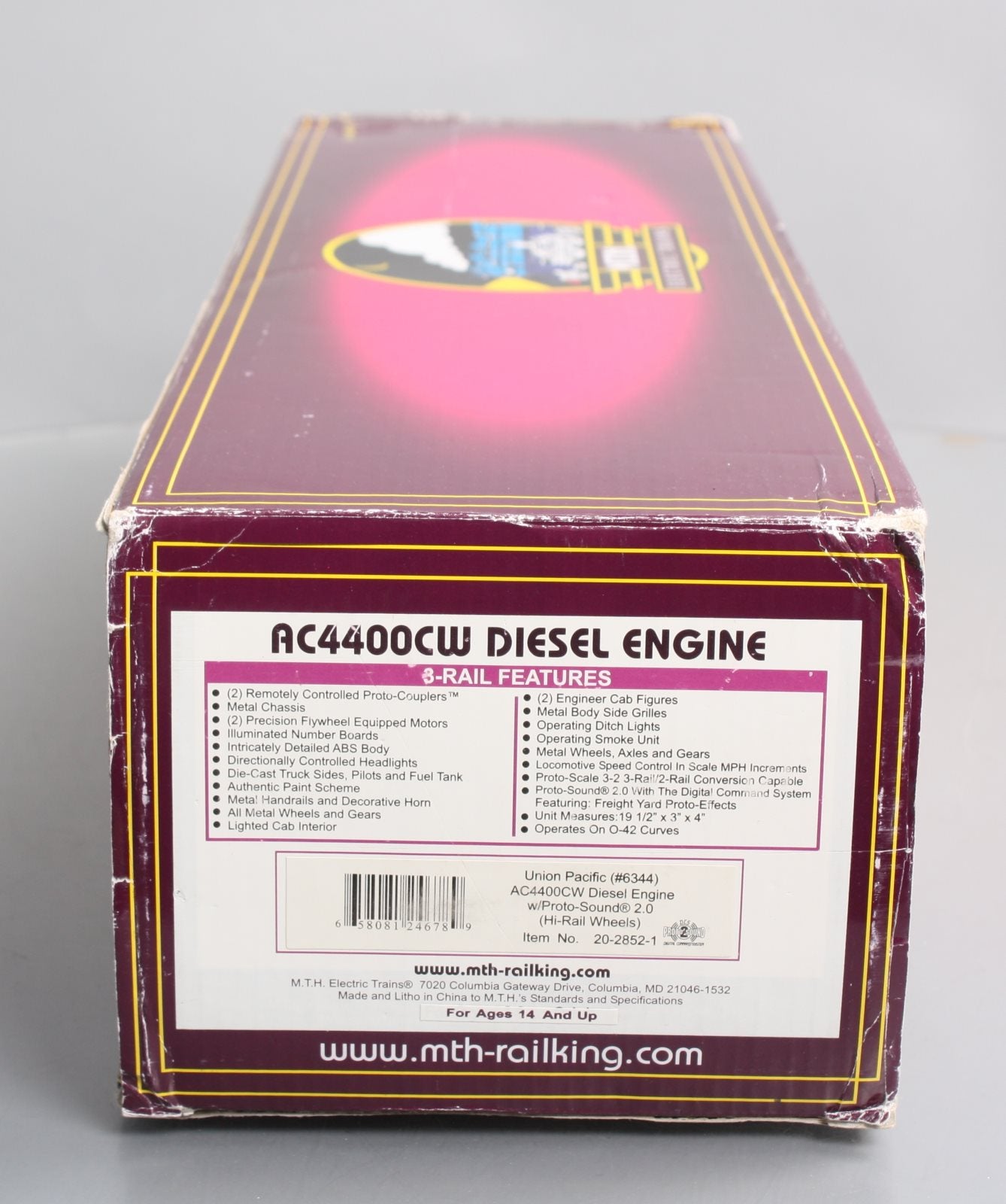 MTH 20-2852-1 O Gauge Union Pacific AC4400cw Diesel Engine w/PS 2.0 #6344