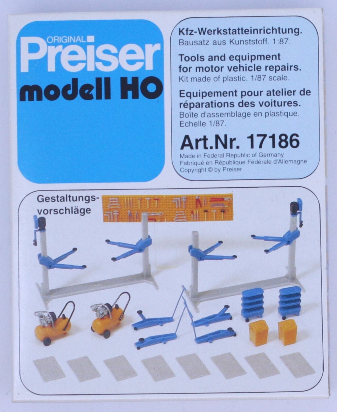 Preiser 17186 HO Tools and Equipment for Motor Vehicle Repairs