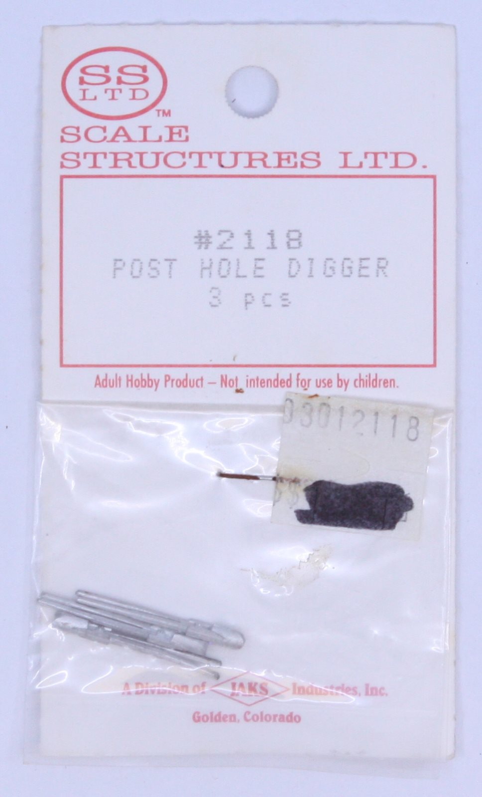 Scale Structures 2118 Post Hole Digger (Pack of 3)