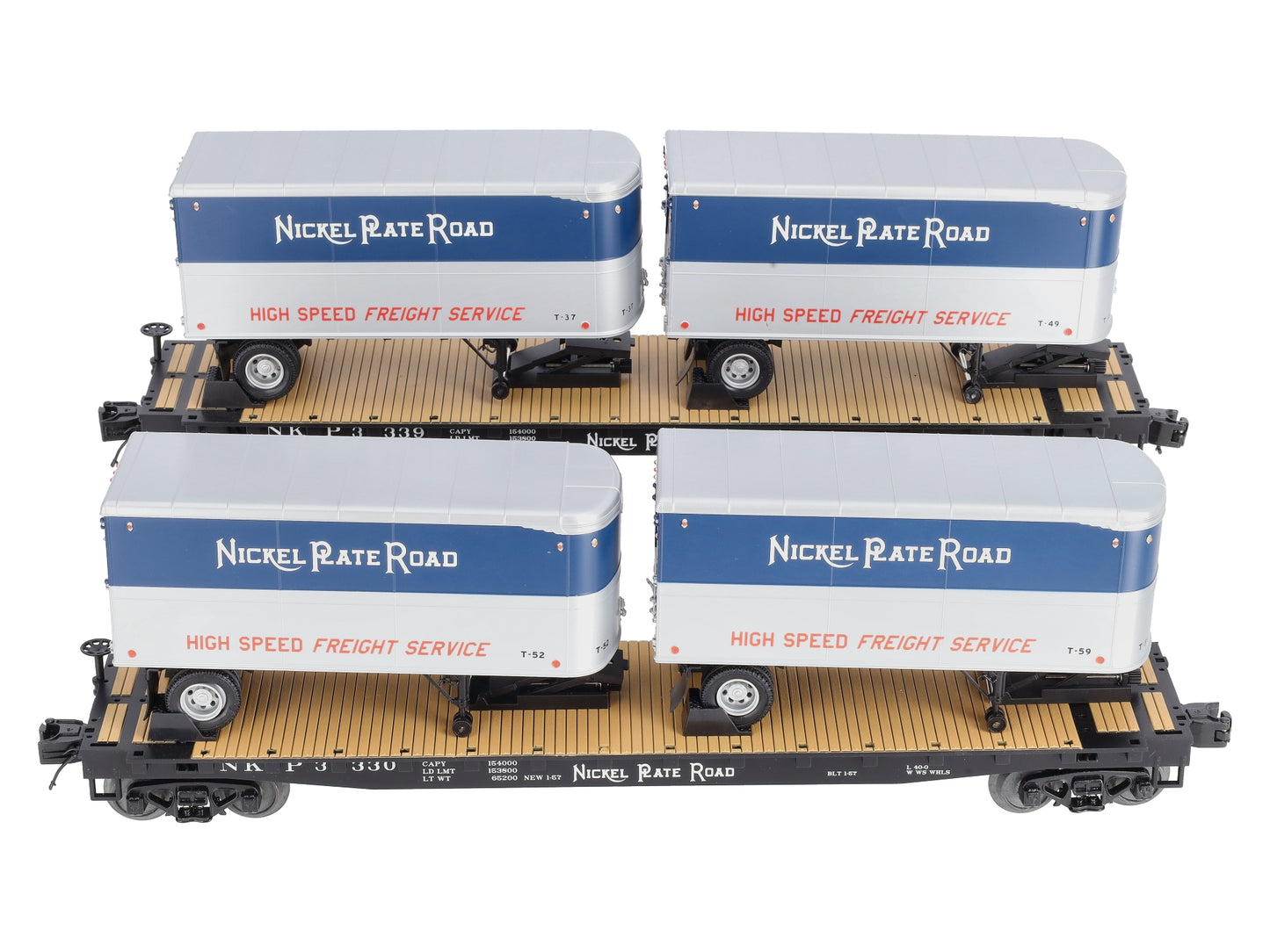 MTH 20-95123 O NKP Flatcar w/Pup Trailers (Pack of 2)