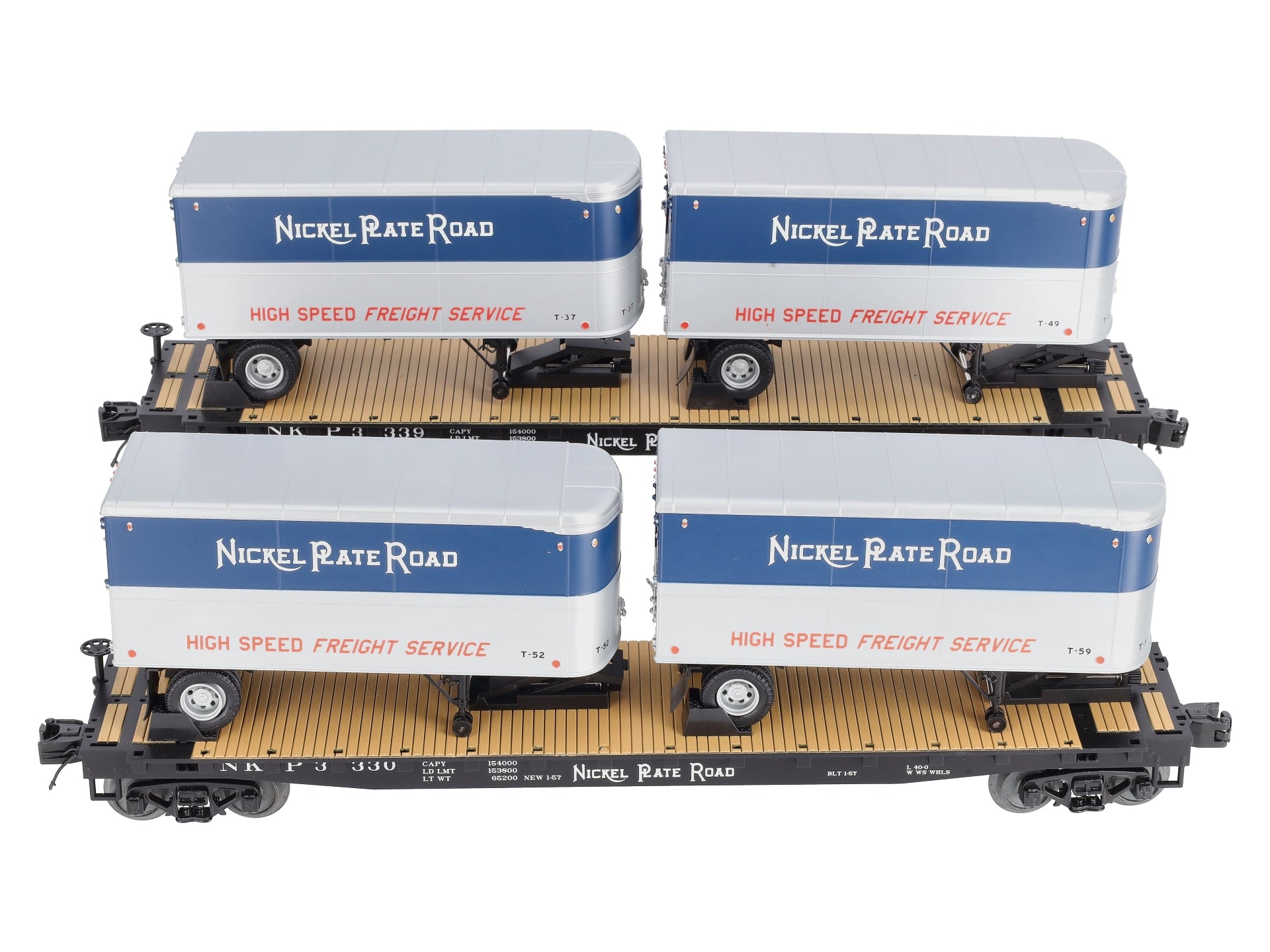 MTH 20-95123 O NKP Flatcar w/Pup Trailers (Pack of 2)