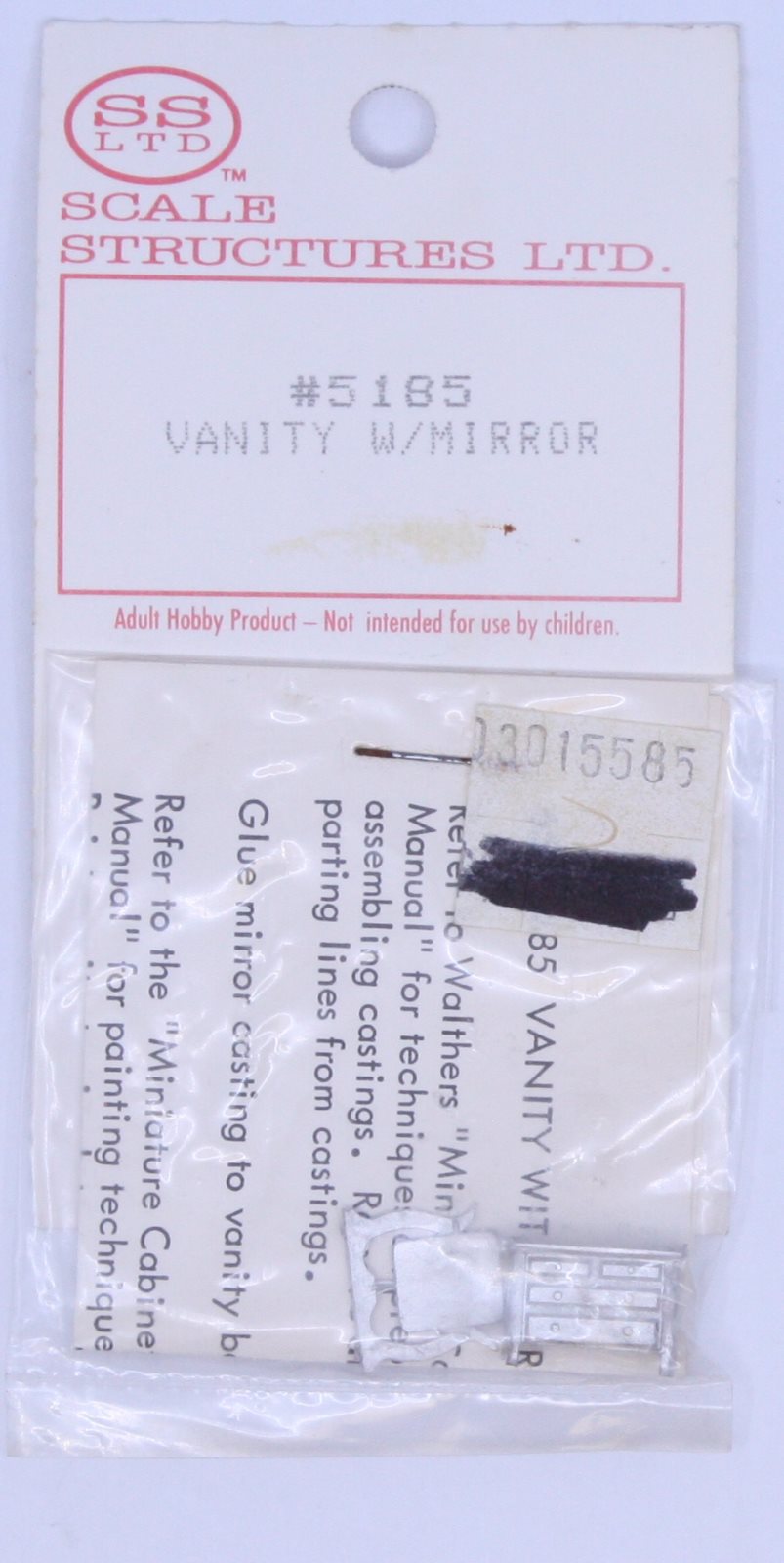 Scale Structures 5185 HO Scale Vanity with Mirror (Unpainted Metal Castings)