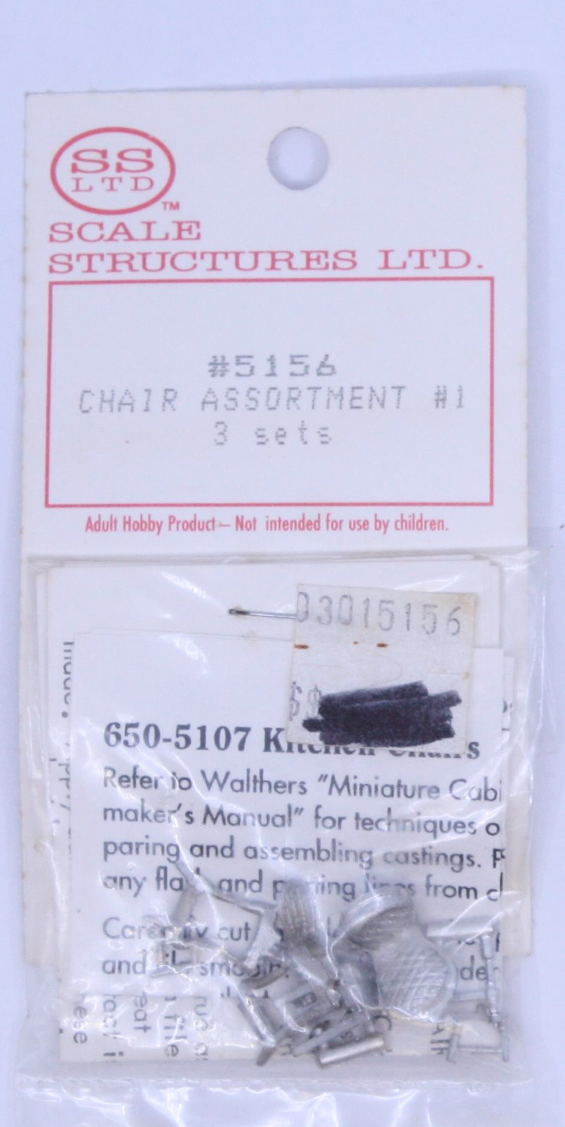 Scale Structures 5156 HO Scale Chair Assortment #1