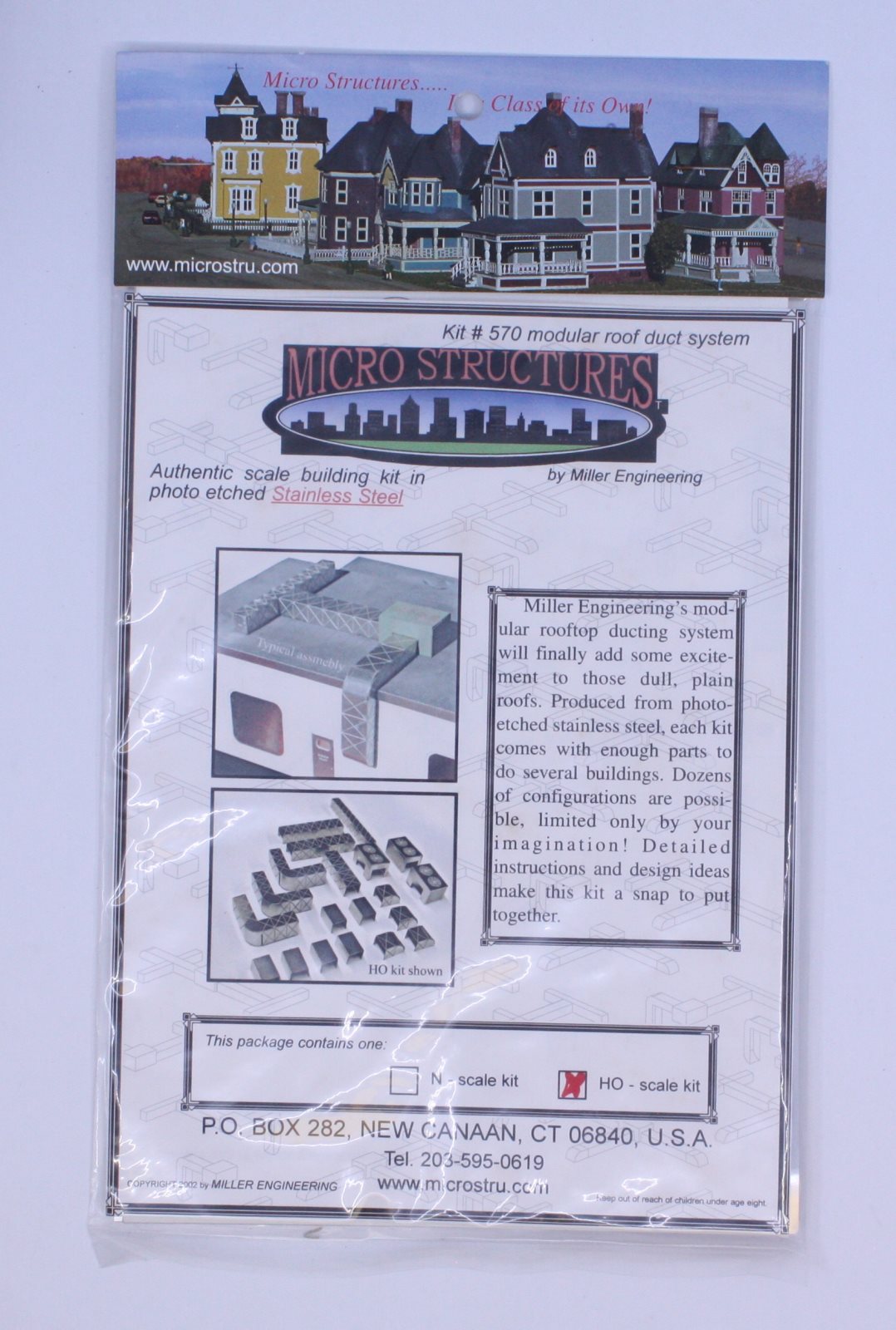 Miller Engineering 570 HO Scale Stainless Steel Modular Roof Duct System