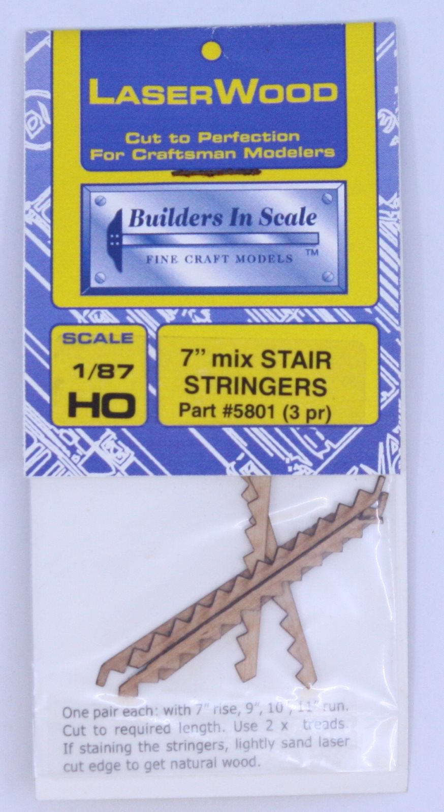 Builders-in-Scale 5801 HO Scale 7" Mix Stair Stringers
