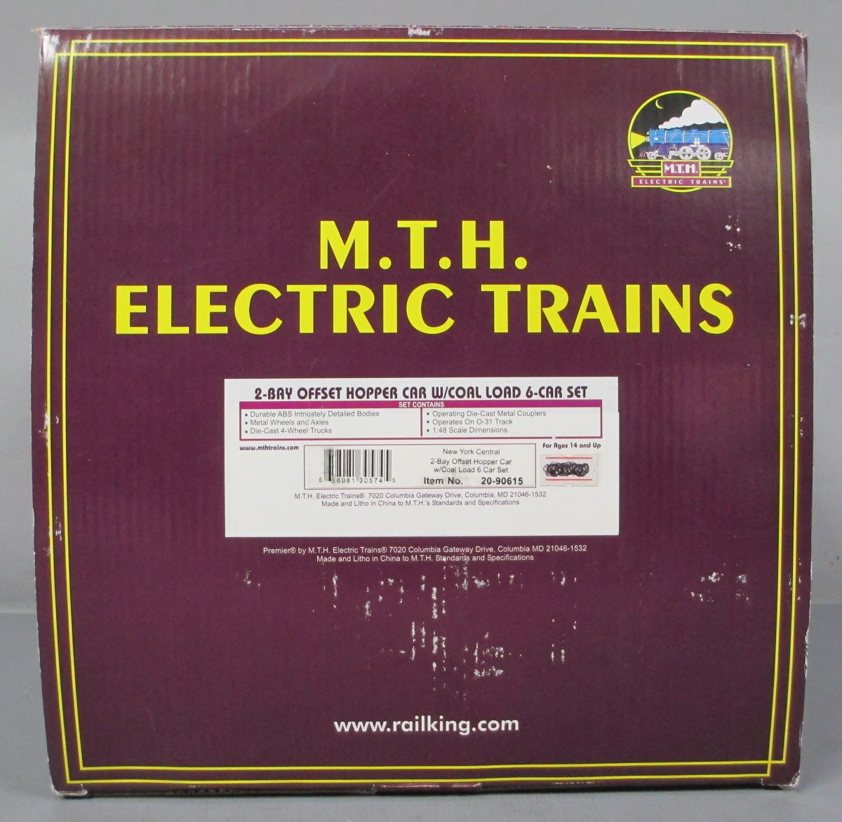 MTH 20-90615 O New York Central 2-Bay Offset Hopper Car Set (Set of 6)