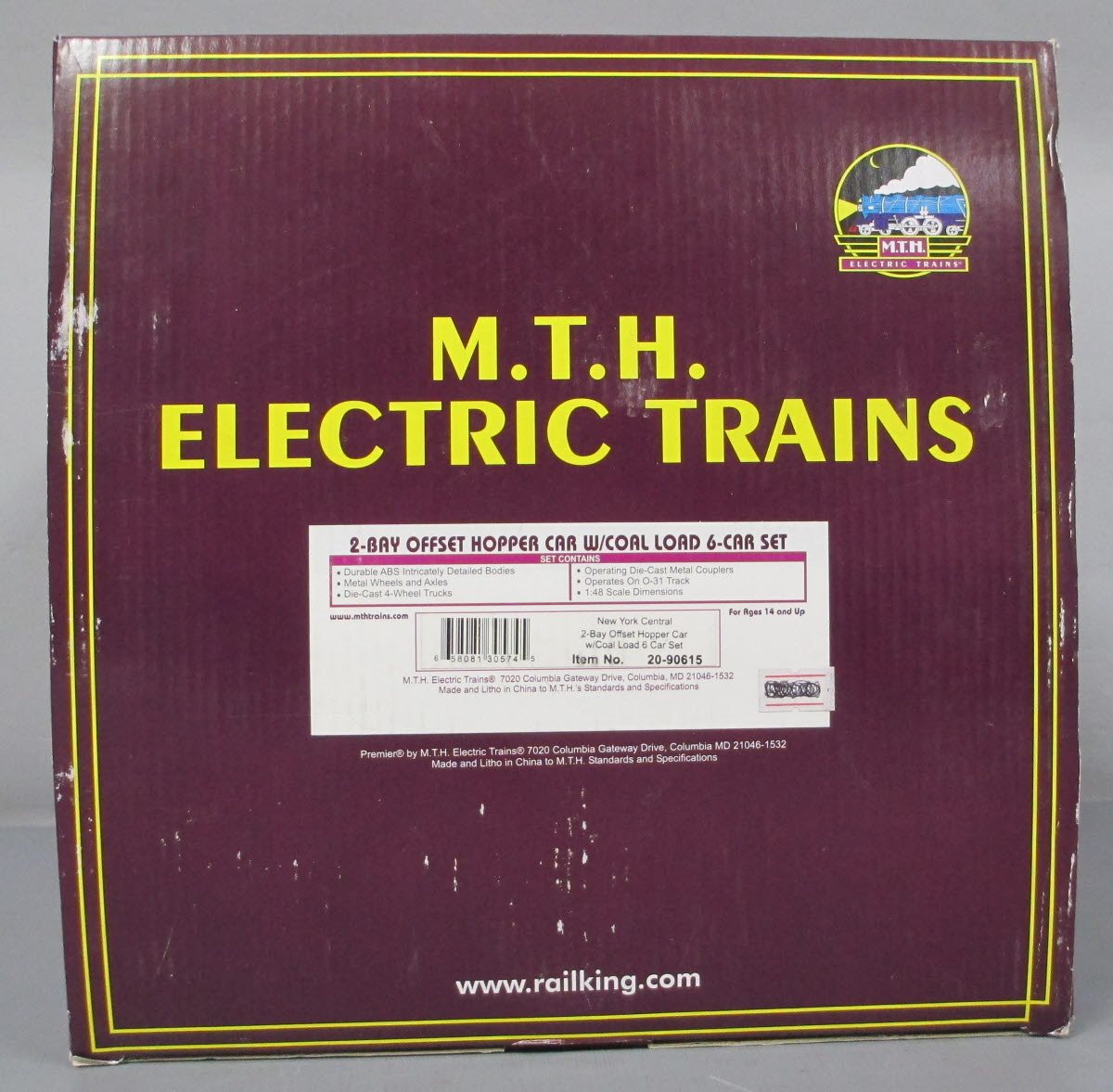 MTH 20-90615 O New York Central 2-Bay Offset Hopper Car Set (Set of 6)