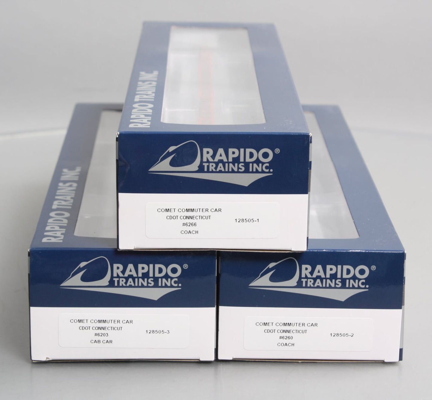 Rapido Trains 128505 HO Comet Commuter Car Set: #6260, #6266, #6203