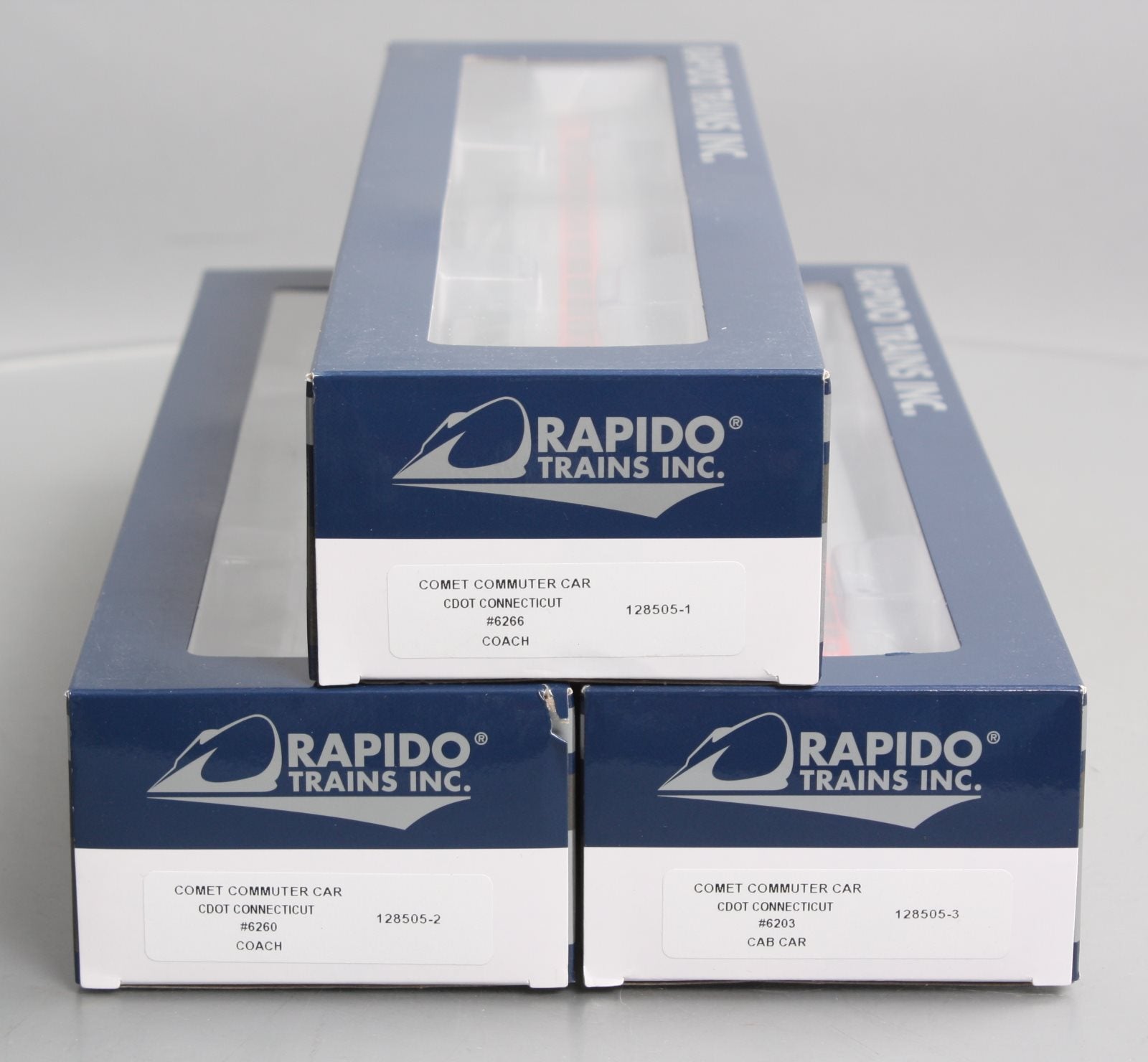 Rapido Trains 128505 HO Comet Commuter Car Set: #6260, #6266, #6203