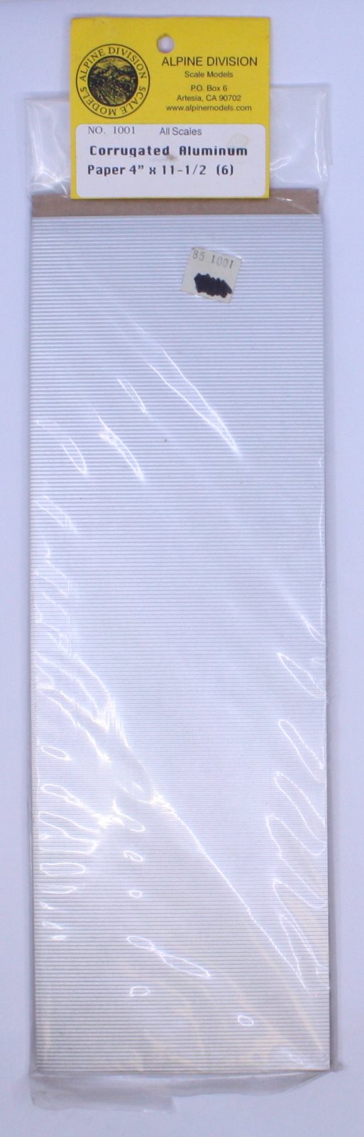 Alpine Division Scale Models 1001 Corrugated Aluminum Paper 4 x 12" (Pack of 6)