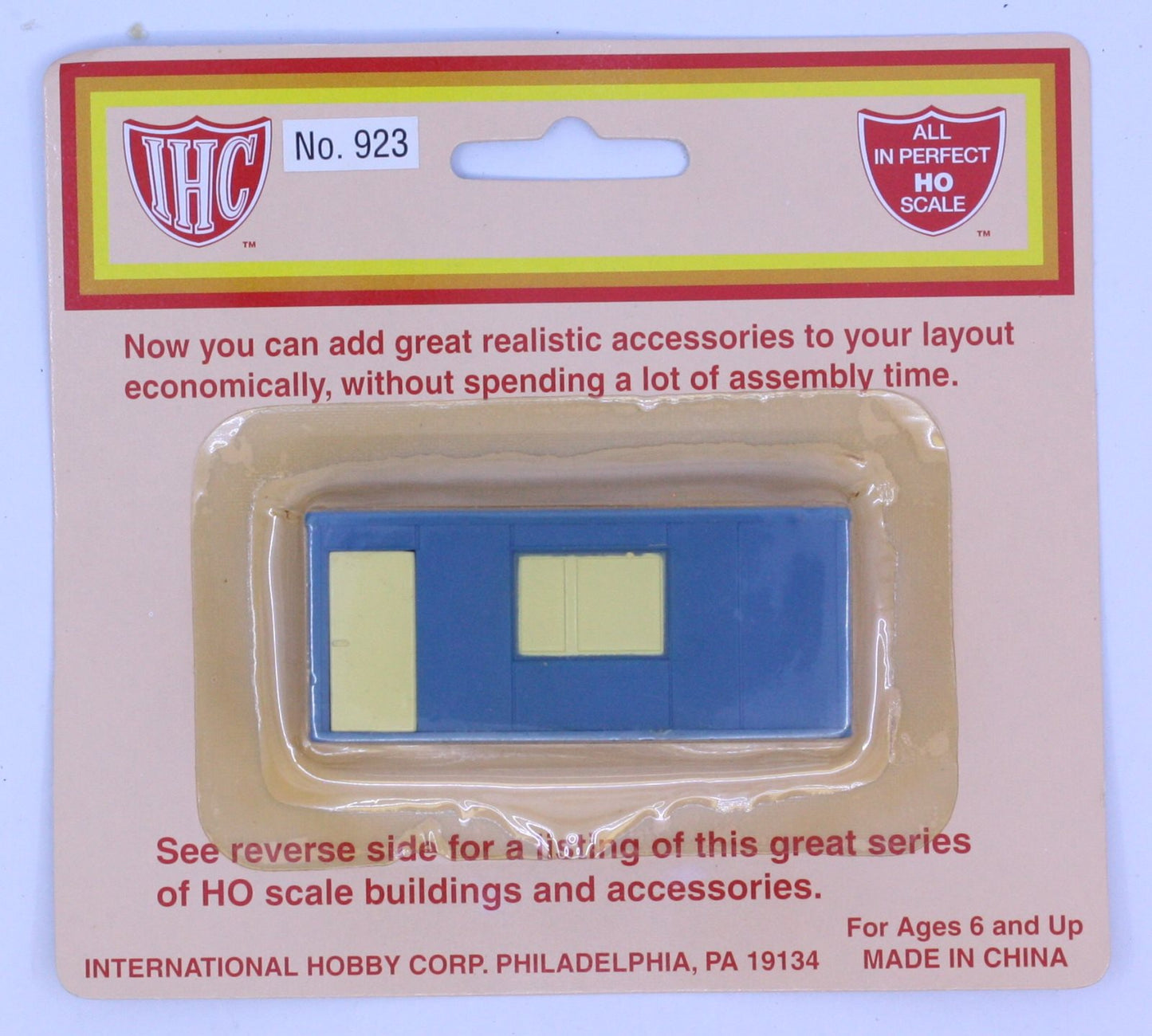 IHC 923 HO Scale Mobile Office Site Blue and Yellow