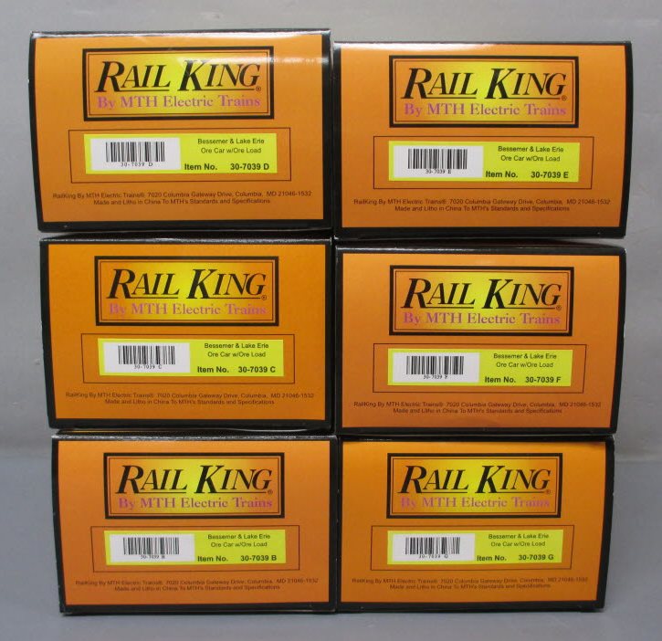 MTH 30-7039 O Bessemer & Lake Erie RailKing Ore Car Set (Set of 6)