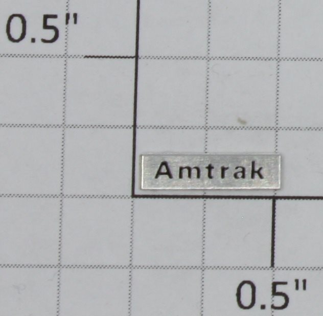 Williams 2500-7 "Amtrak" Small Nameplate with Adhesive