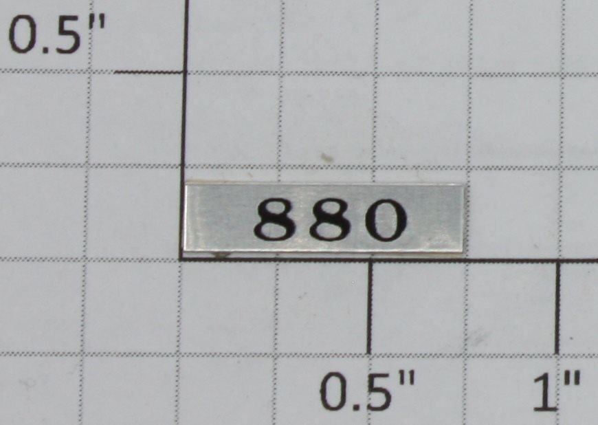 Williams 2500-9 #880 Small Nameplate Number Board