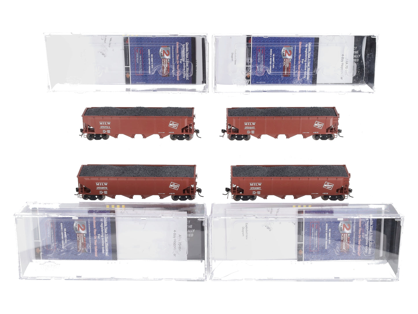 Broadway Limited 2772 HO MILW ARA 70-Ton 4-Bay Hopper w/Load Set B (Pack of 4)