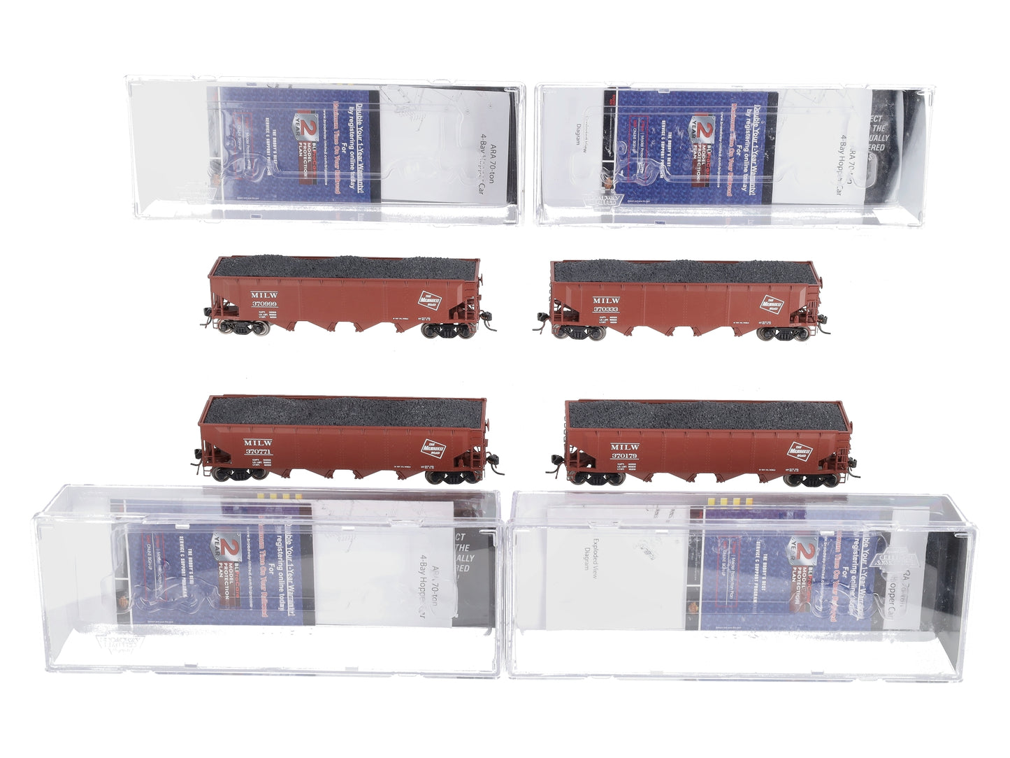 Broadway Limited 2773 HO MILW ARA 70-Ton 4-Bay Hopper w/Load Set C (Pack of 4)