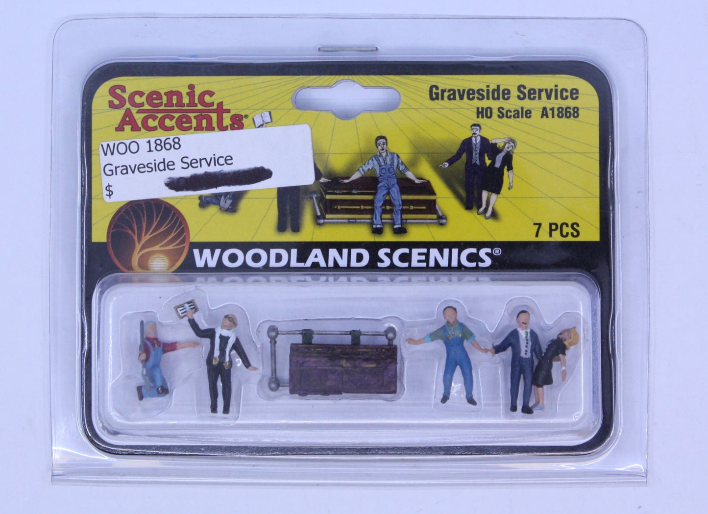 Woodland Scenics A1868 HO Graveside Service Figures & Casket Set