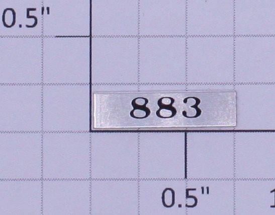 Williams 2500-8 "883" Small Nameplate Number Board