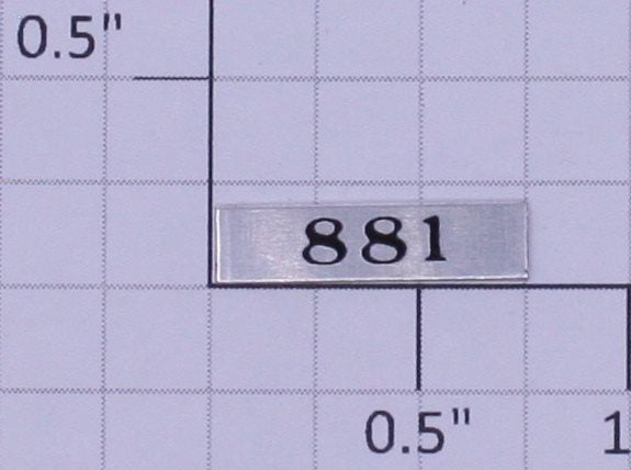 Williams 2500-10 "881" Small Nameplate Number Board