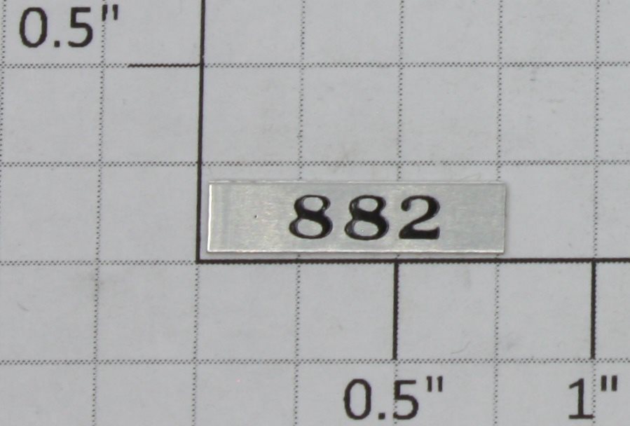 Williams 2500-6 "822" Nameplate Number Board with Adhesive
