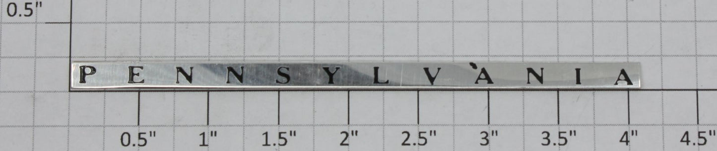 Williams 2500-13 Pennsylvania Nameplate with Adhesive