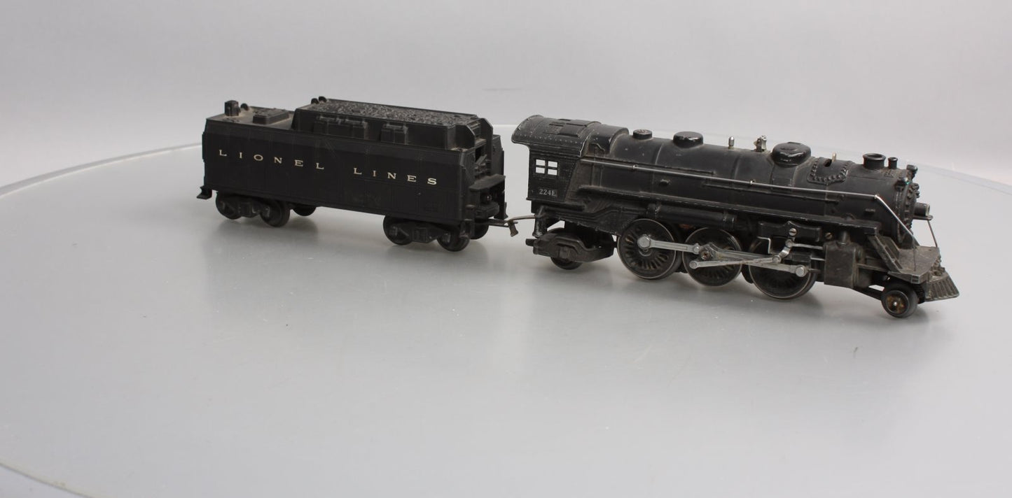 Lionel 224E Vintage O Die-Cast 2-6-2 Steam Locomotive & Tender VG