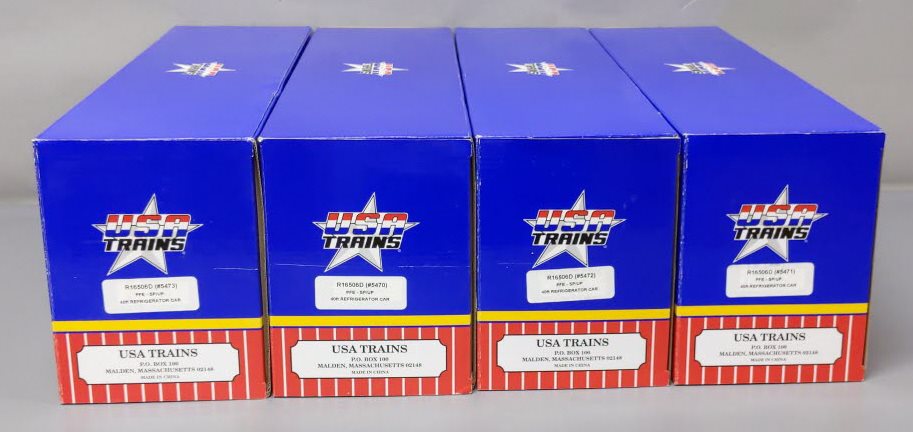 USA Trains R16506D G PFE SP & UP 40 ft. Refrigerator Cars Set #4 (Set of 4)