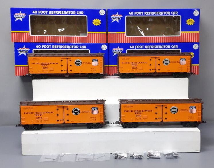 USA Trains R16506D G PFE SP & UP 40 ft. Refrigerator Cars Set #4 (Set of 4)