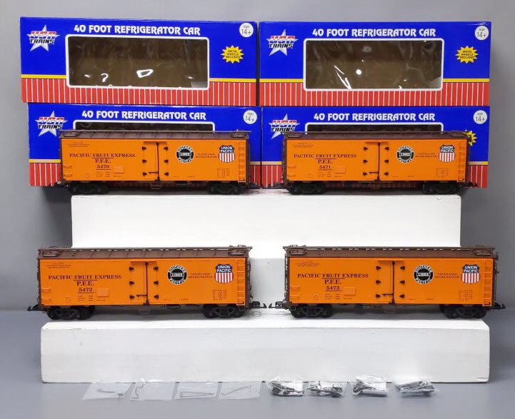 USA Trains R16506D G PFE SP & UP 40 ft. Refrigerator Cars Set #4 (Set of 4)
