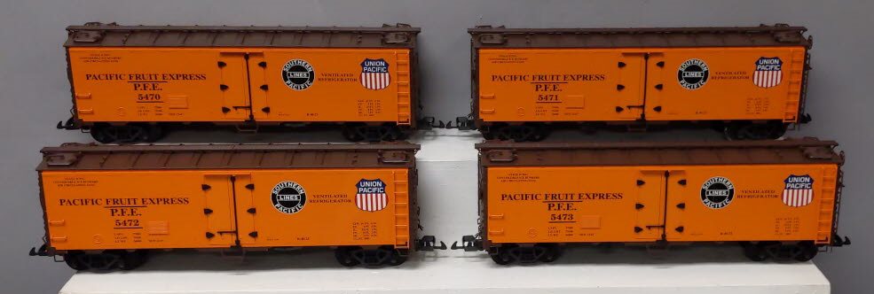 USA Trains R16506D G PFE SP & UP 40 ft. Refrigerator Cars Set #4 (Set of 4)