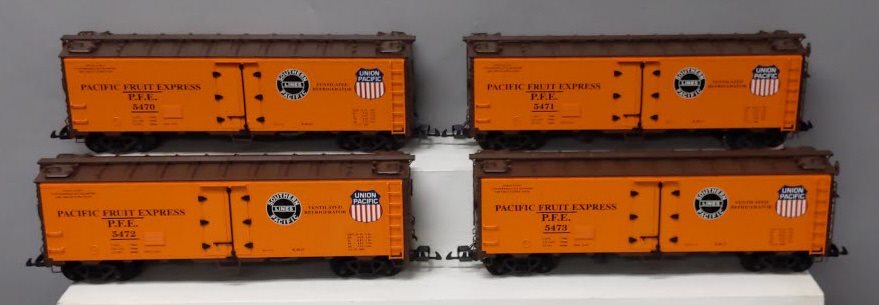 USA Trains R16506D G PFE SP & UP 40 ft. Refrigerator Cars Set #4 (Set of 4)