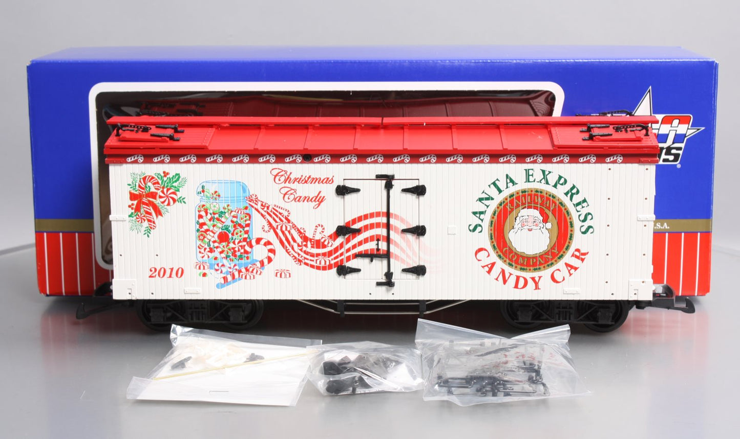 USA Trains 13028 G 2010 Christmas Car Santa Express Candy Car Wood Ice Reefer