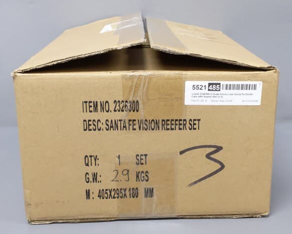 Lionel 2326300 O VISIONLINE Santa Fe Reefer Cars with Sound
