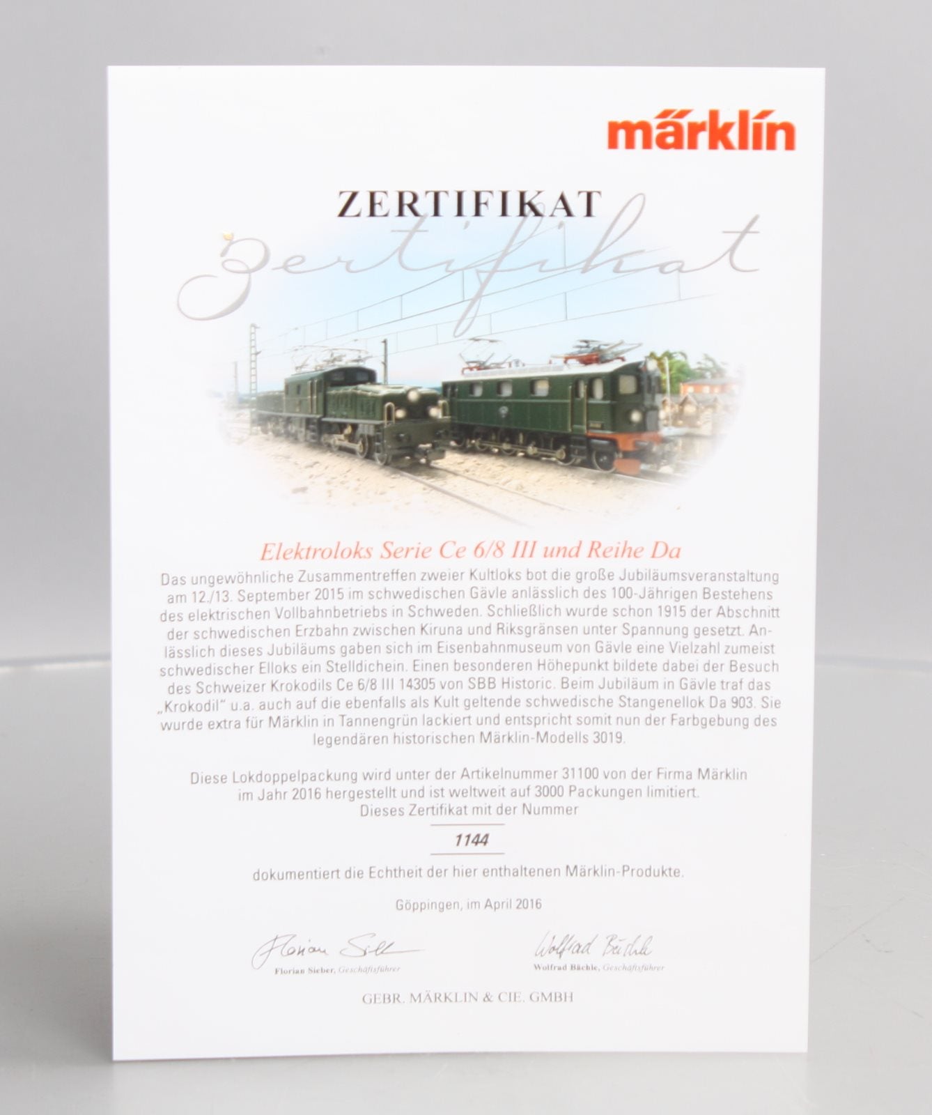 Marklin 31100 HO SJ Da and SBB Ce 6/8 III Croco Elec Loco 'Classics' Double Set