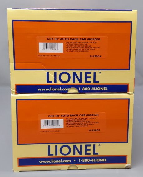 Lionel 6-19396 O CSX 89' Autorack Cars (Set of 2)