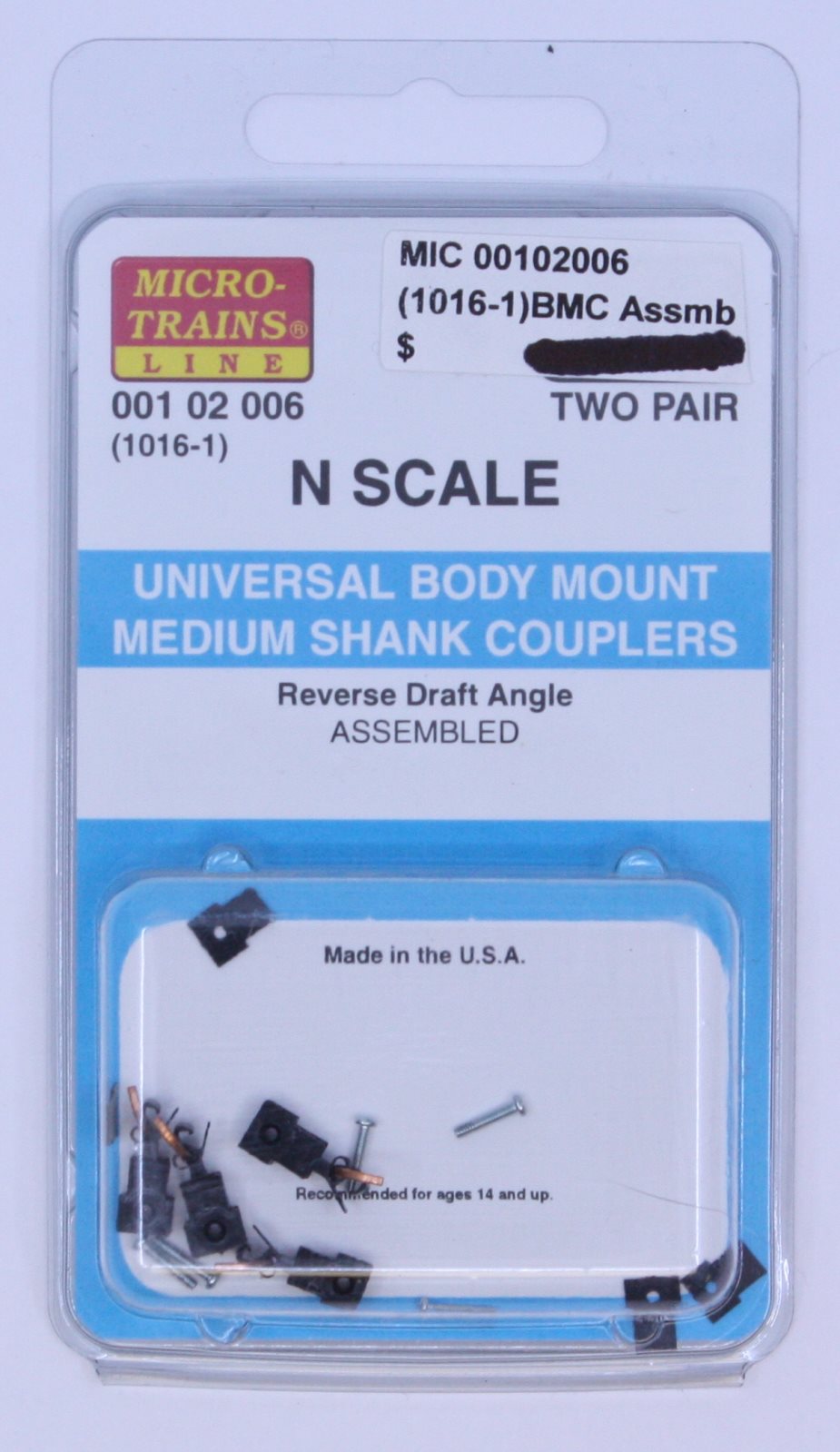 MicroTrains 00102006 (1016-1) N Universal Body Mount Medium Shank Couplers
