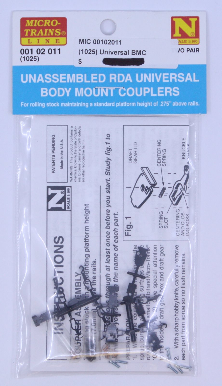 MicroTrains 00102011 (1025) N Unassembled RDA Universal Body Mount Couplers