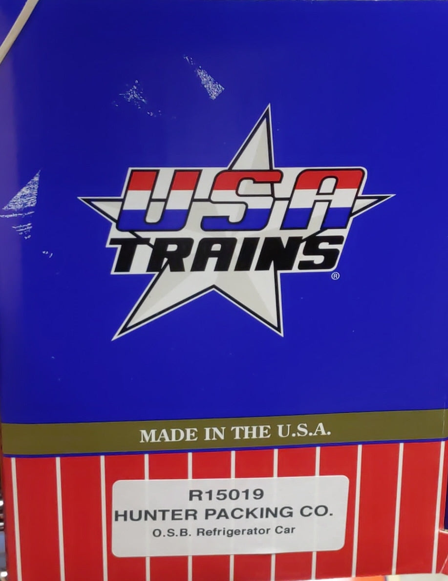 USA Trains R15019 G Hunter Packing Co. Outsided Braced Box Cars (Yellow/Brown)