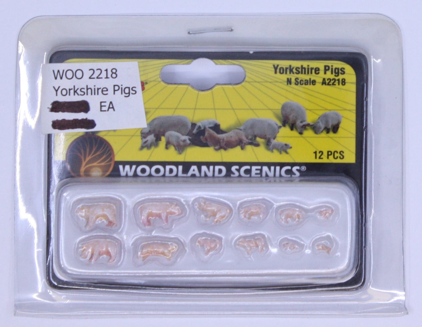 Woodland Scenics A2218 N Scenic Accents Yorkshire Pigs (Set of 12)