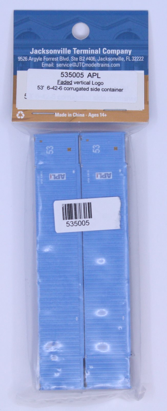 JTC Model Trains 535005 N APL 53' High Cube 6-42-6 Containers w/Magnetic System