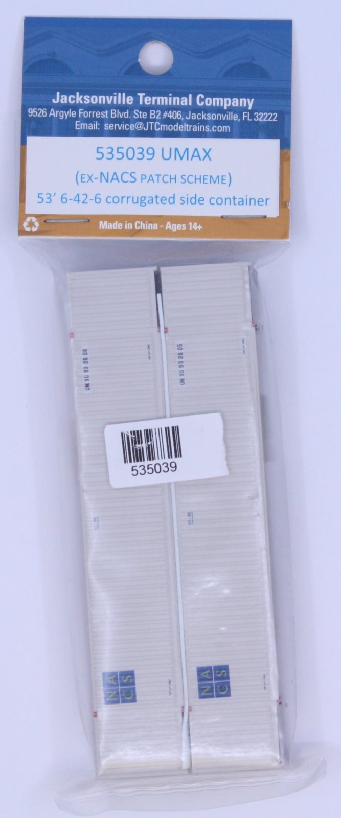 JTC Model Trains 535039 N UMXU 53' High Cube 6-42-6 Container (Pack of 2)