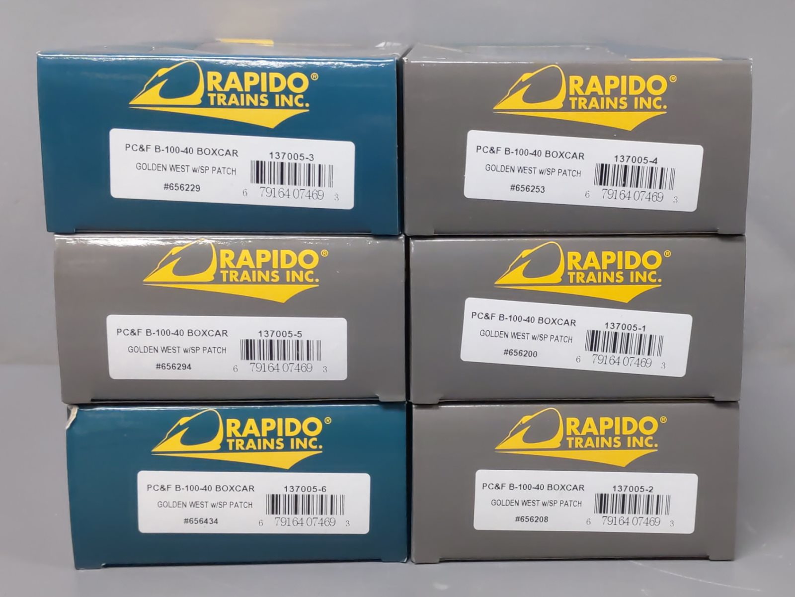 Rapido Trains 137005 HO GWS SP Patch PC&F B100-40 Boxcar (Set of 6)