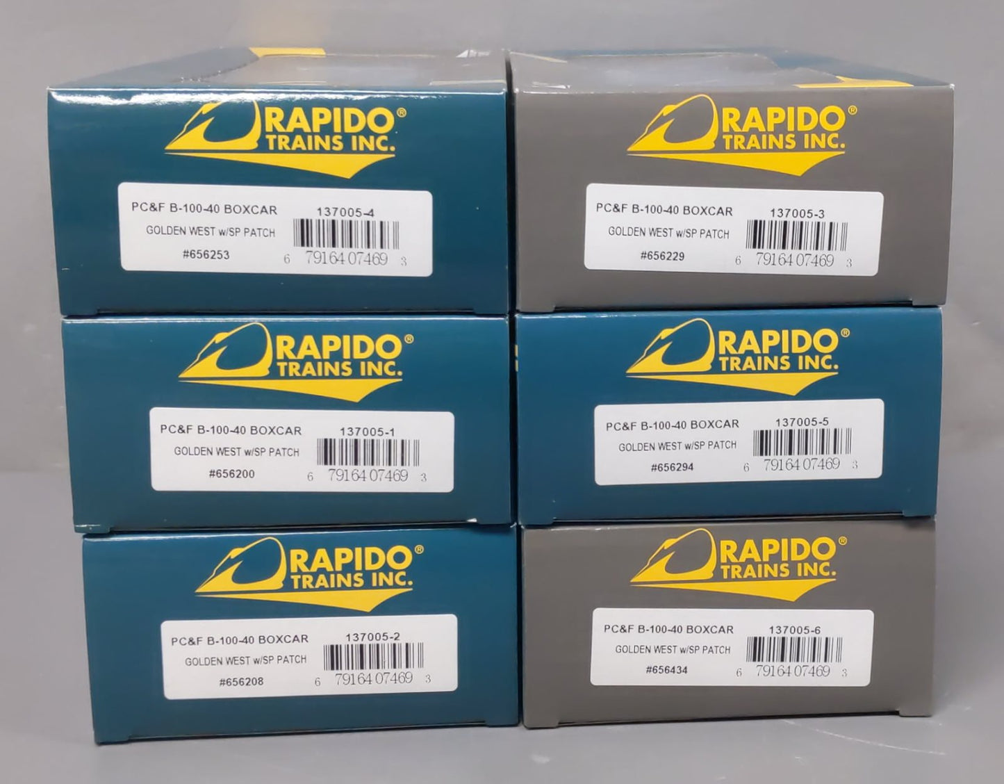 Rapido Trains 137005 HO GWS SP Patch PC&F B100-40 Boxcar (Set of 6)