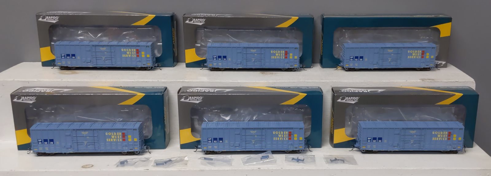 Rapido Trains 137005 HO GWS SP Patch PC&F B100-40 Boxcar (Set of 6)