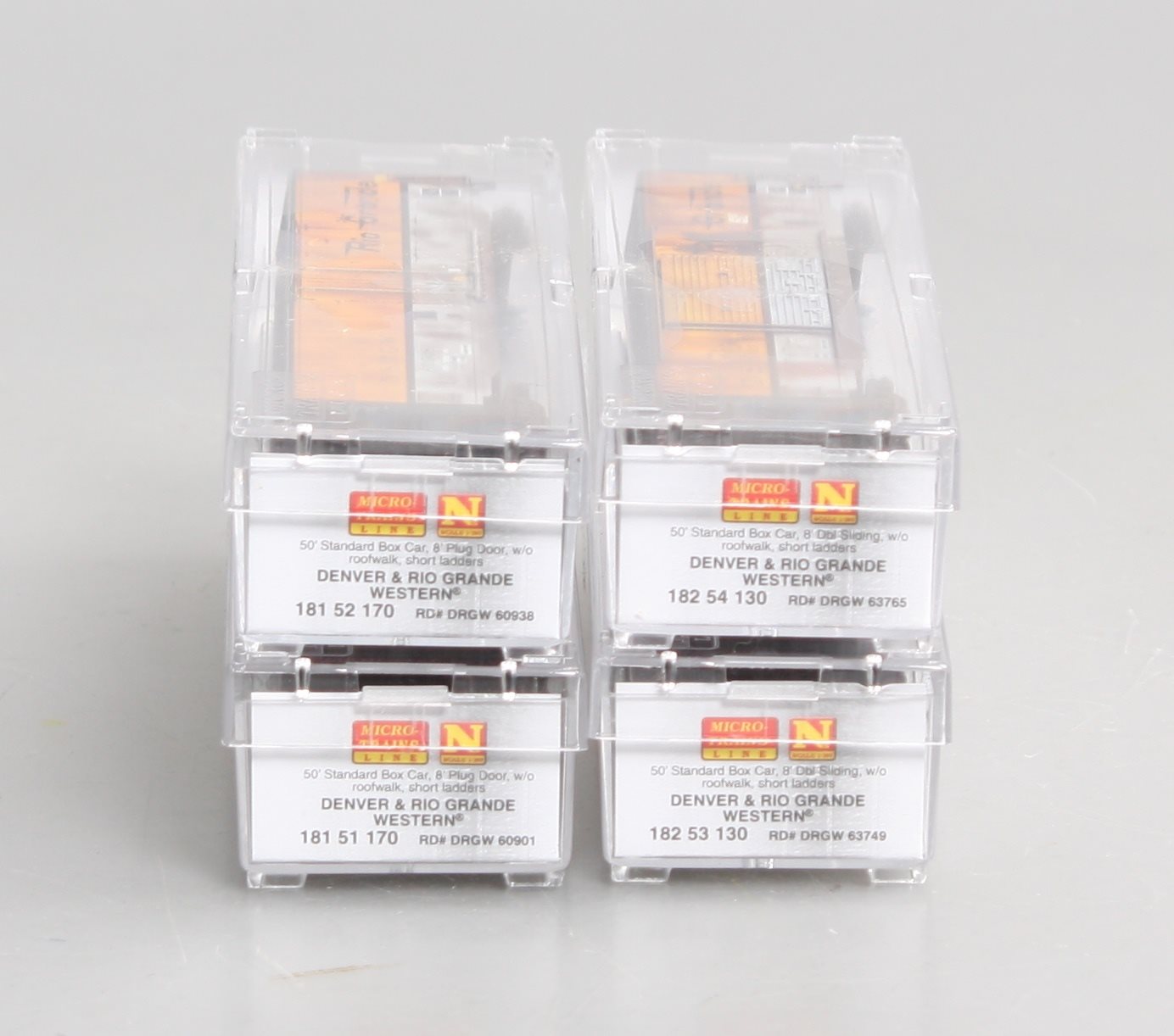 Micro-Trains 99305850 N D&RGW Weathered 50' Standard Boxcar (Set of 4)