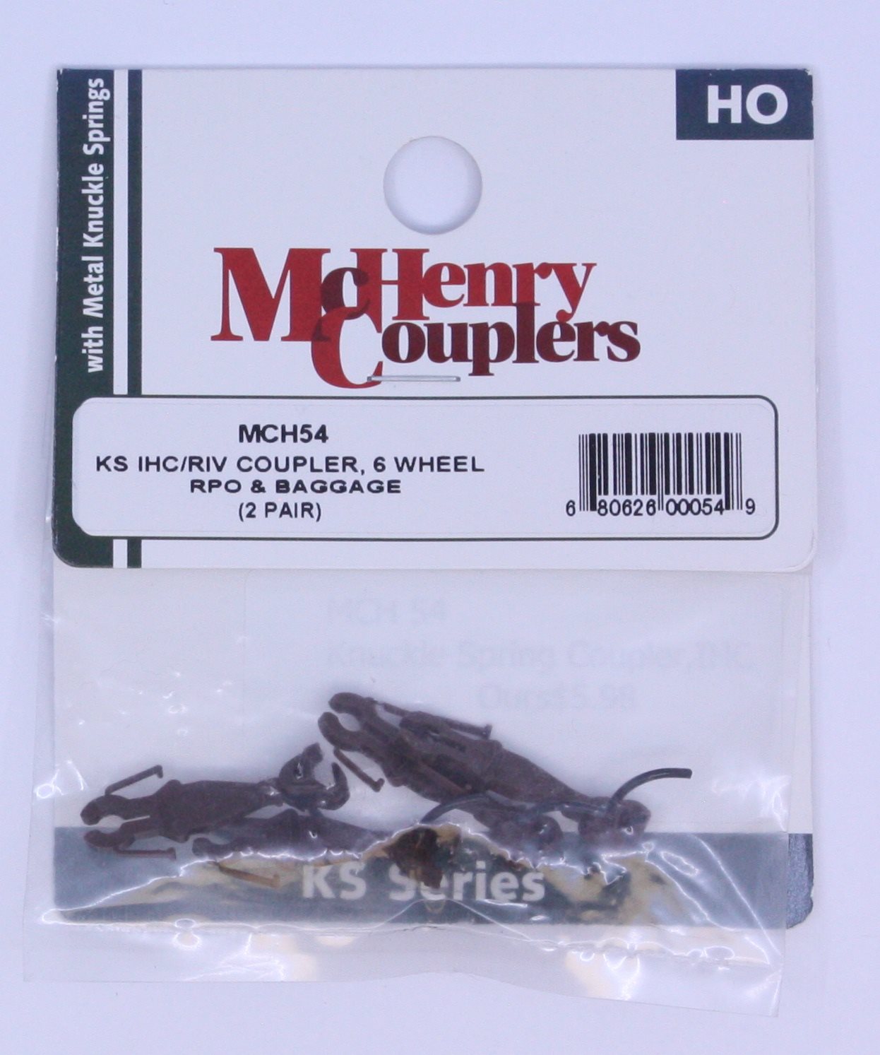 McHenry Couplers 54 HO IHC/Rivarossi/AHM 6-Wheel Truck Knuckle Coupler (2 Pairs)