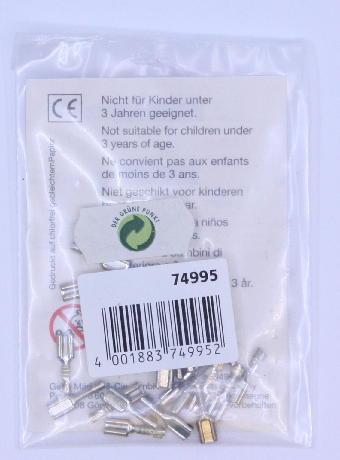 Marklin 74995 HO Nickel Flat Sleeve Connectors (Pack of 20)