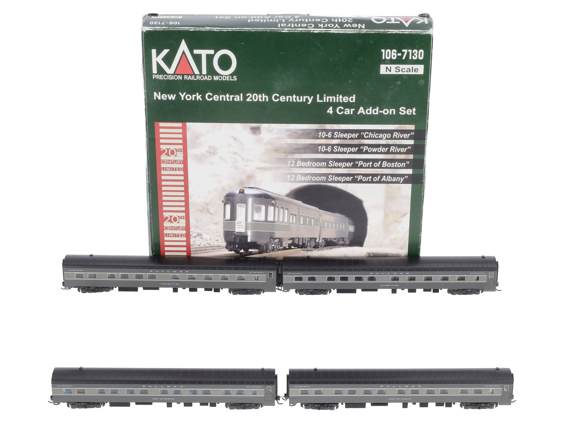 Kato 106-7130 N New York Central 20th Century Add On Passenger Car (Set of 4)