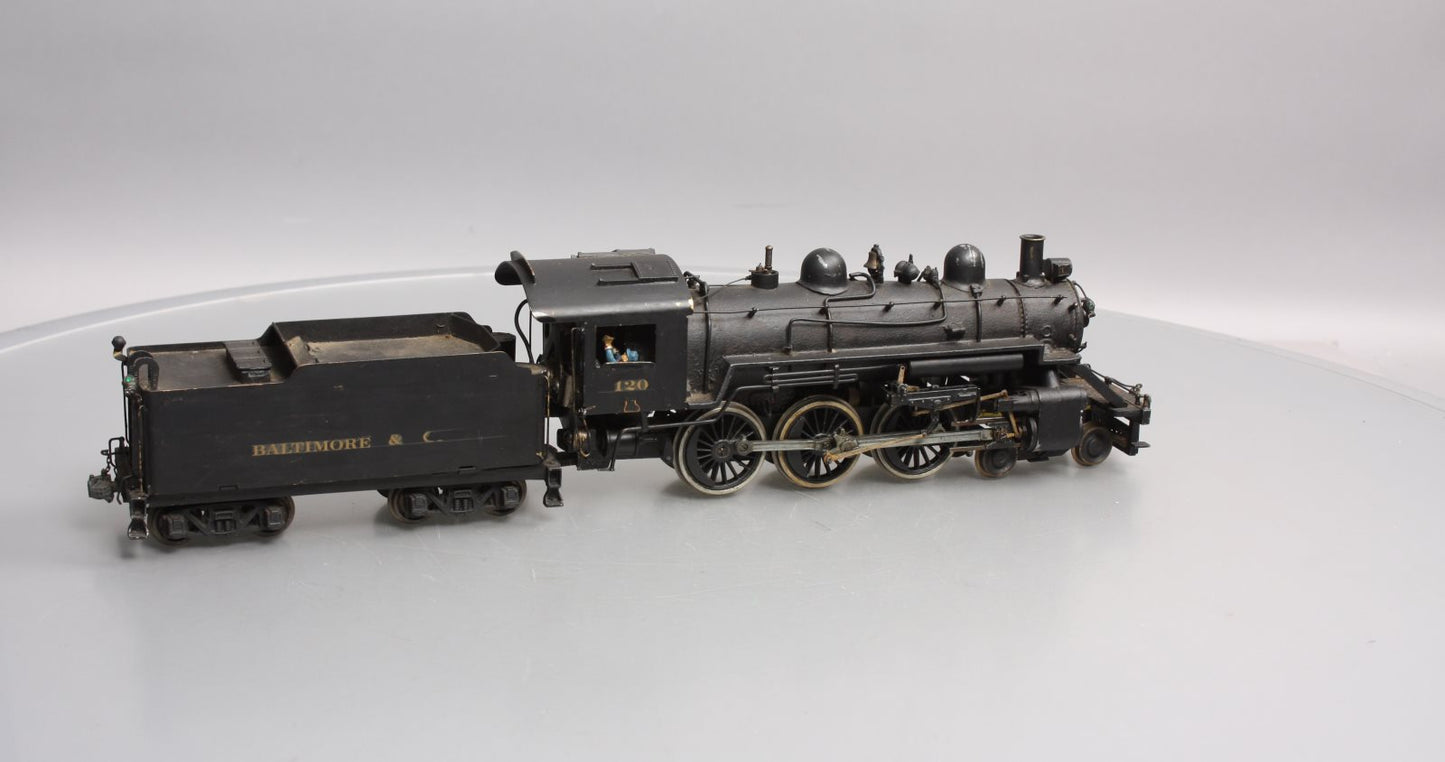O BRASS B&O 4-6-0 Steam Locomotive & Tender -Painted (2-Rail) VG